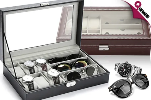 From QR79 Keep your Time Tellers & Eye Protectors secure with a Watch & Eyewear Organizer - Holds up to 6 Watches & 3 Eyeglasses! (Up to QR298 Value)